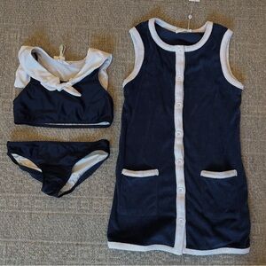 NWT Minnow Navy and White Bikini and Coverup Set 11/12